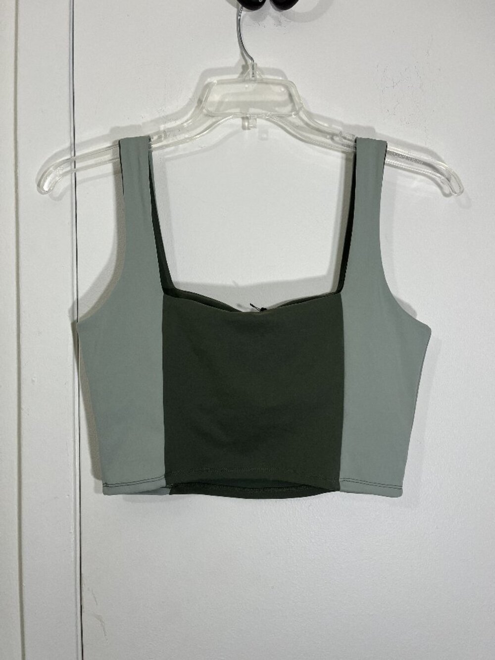 Olive Green Colorblock Crop Top